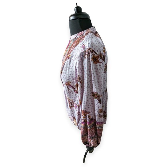 Maurice's Pink & Purple Floral Long Sleeve Blouse Size Medium - Picture 5 of 15